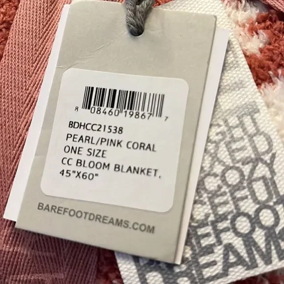 Barefoot Dreams Cozychic Bloom Blanket in Coral Red/Cream - Picture 6 of 8